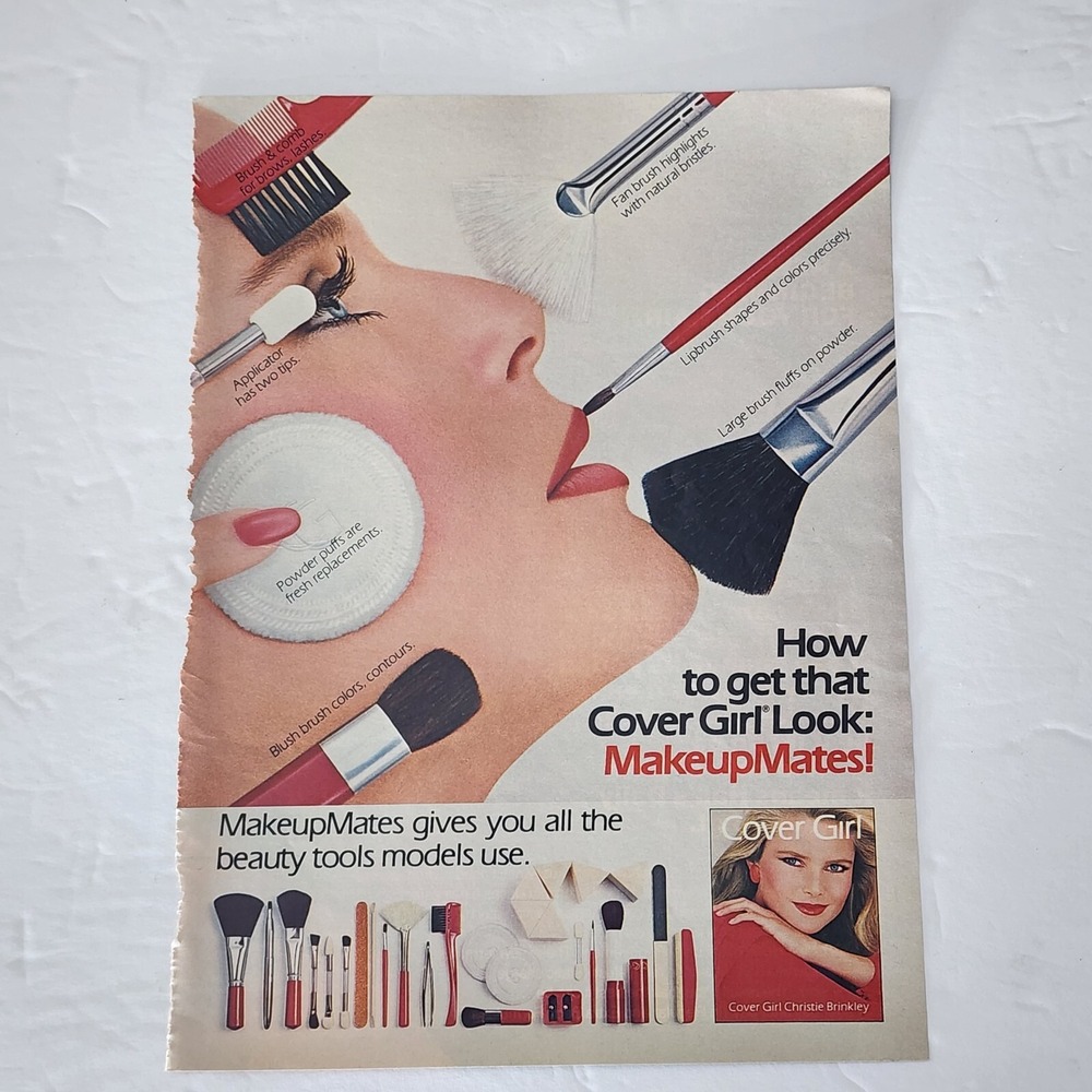 Vintage 1984 Christie Brinkley Cover Girl MakeupMates Print Ad Clipping 8x11